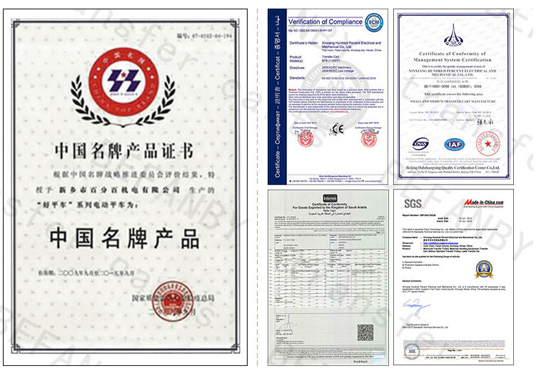  certifications for transportation cart